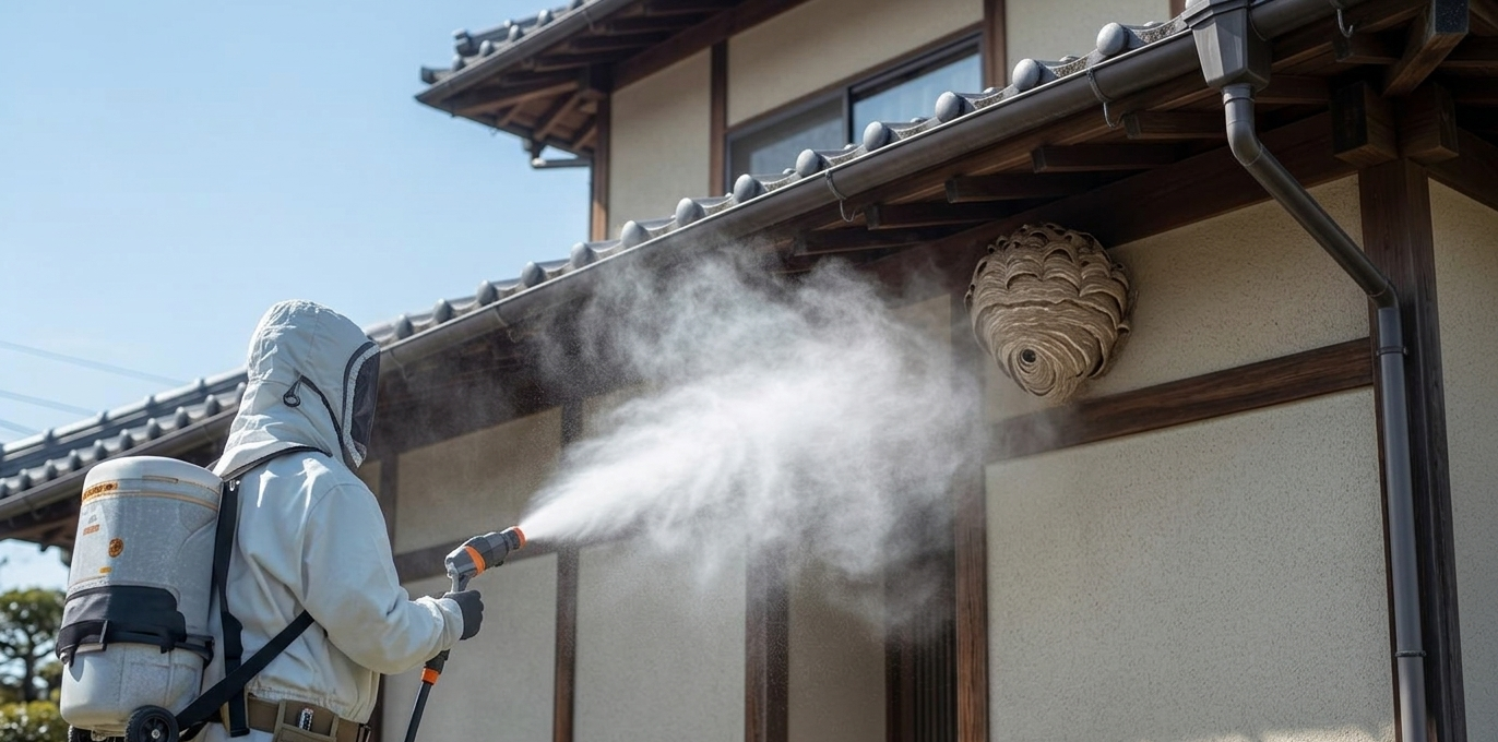 ハチ駆除作業