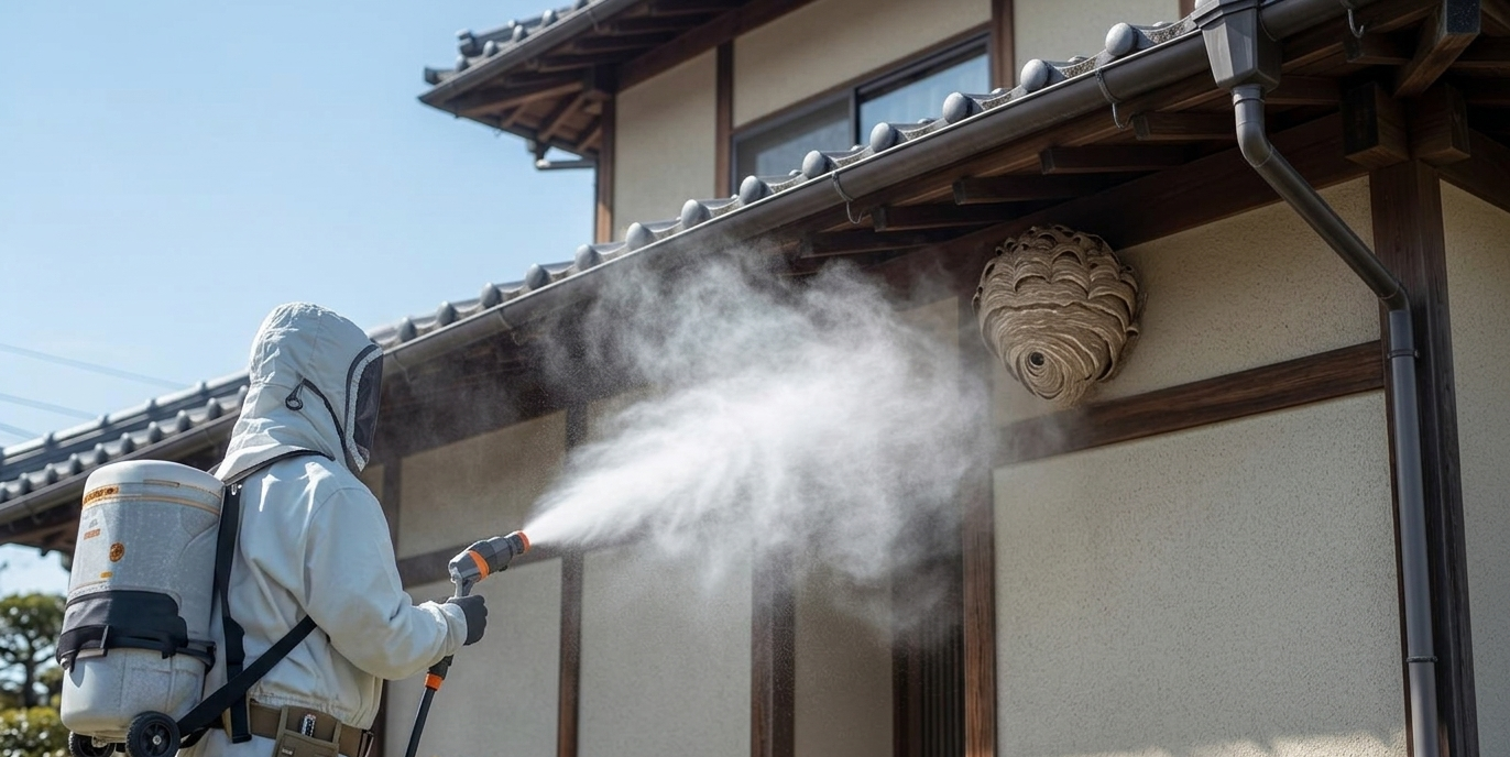 ハチ駆除作業